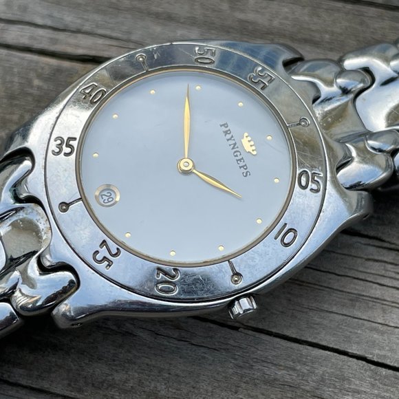 Vintage PRYNGEPS Wristwatch Silver Tone Analog Date Indicator - Picture 7 of 16